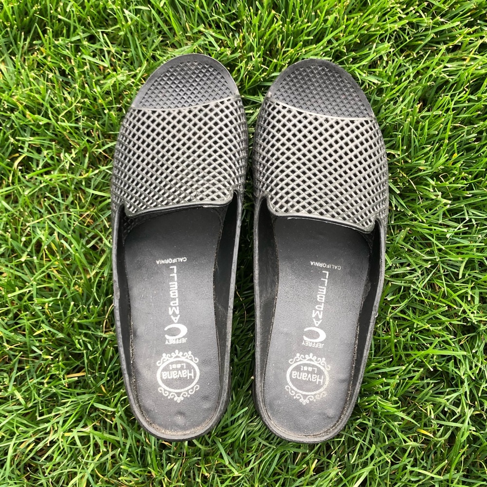 Jeffrey Campbell Fling 2 Slides, Black, Size 8